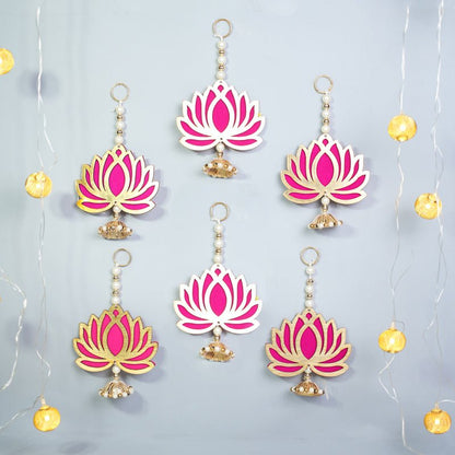Handcrafted Pink Lotus Hanging for Home Decoration – Home Decor on Brown Living™. SKU: MJ00045DR. Img 5.