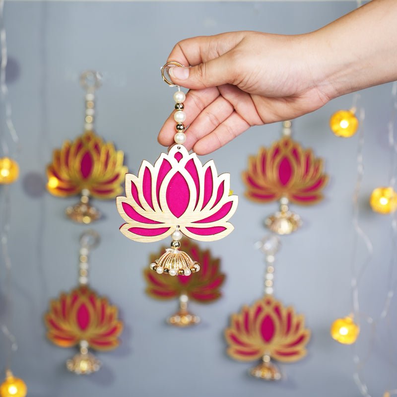 Handcrafted Pink Lotus Hanging for Home Decoration – Home Decor on Brown Living™. SKU: MJ00045DR. Img 6.