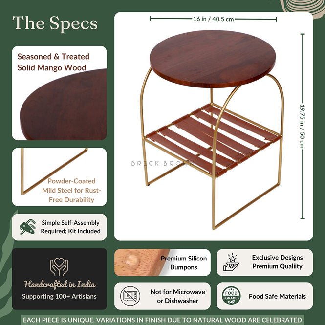 Handcrafted Premium Strips Below Accent Wooden Table | Verified Sustainable by Brown Living™