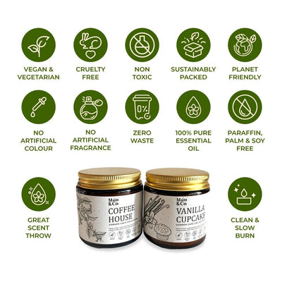 Handcrafted Set of 2 Coconut Wax Candles - Coffee House + Vanilla Cupcake – Gift Giving on Brown Living™. SKU: BUN06. Img 7.