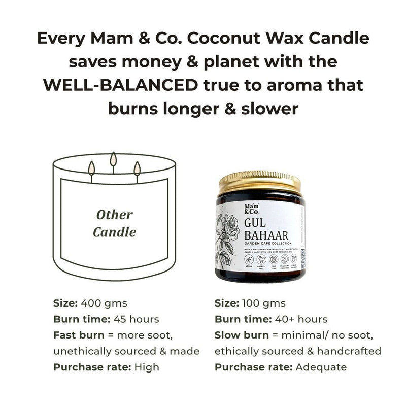 Handcrafted Set of 3 Coconut Wax Candles - Valley of Flowers + At the Ocean + Gul Bahaar | Verified Sustainable Gift Giving on Brown Living™