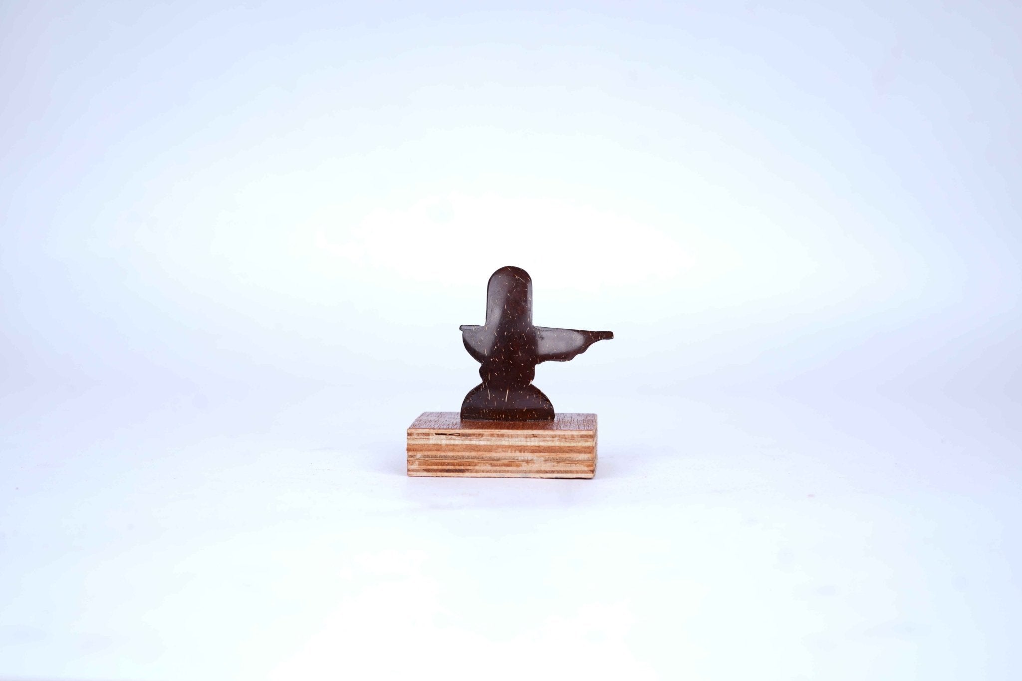 Handcrafted Shiva Statue | Coconut Shell Idol on Wooden Base – Art & Craft Supplies on Brown Living™. SKU: KOTT021. Img 2.