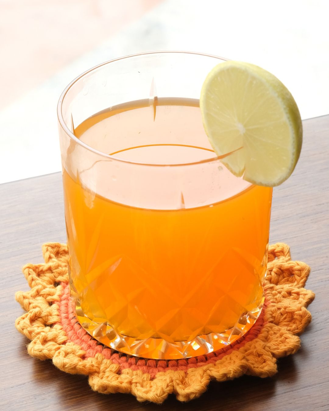 Handcrafted Sunflower Crochet Coaster Set of 4 – Coasters on Brown Living™. SKU: COT19K. Img 3.