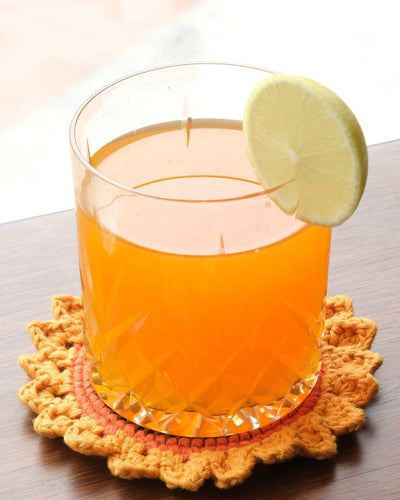 Handcrafted Sunflower Crochet Coaster Set of 4 – Coasters on Brown Living™. SKU: COT19K. Img 3.