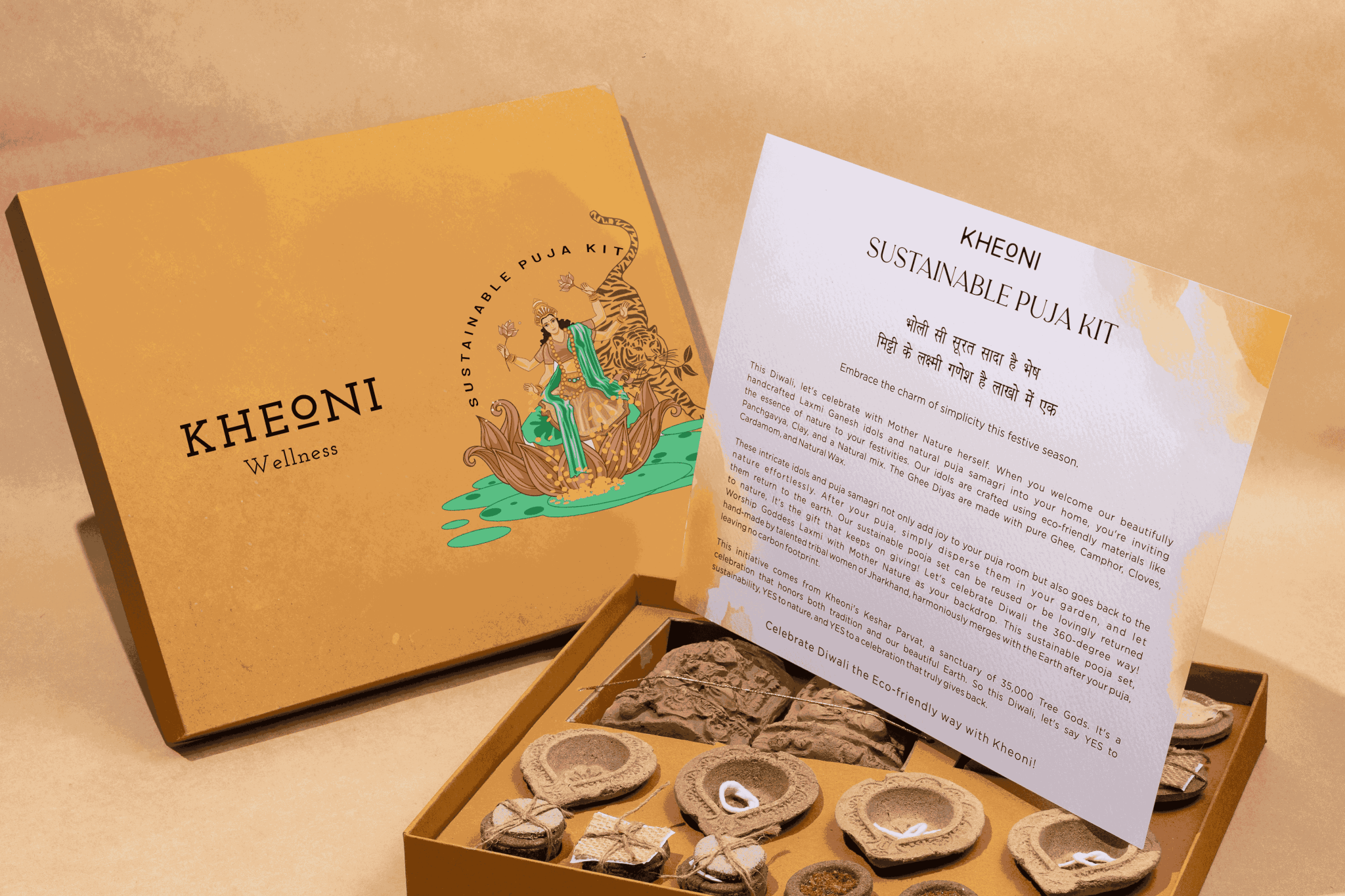 Handcrafted Sustainable Puja Kit | Natural Puja Samagri – Gift on Brown Living™. SKU: FFGISPBA01. Img 1.