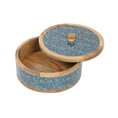 Handcrafted Teal Whispers Curl Vintage Roti Box | Verified Sustainable by Brown Living™