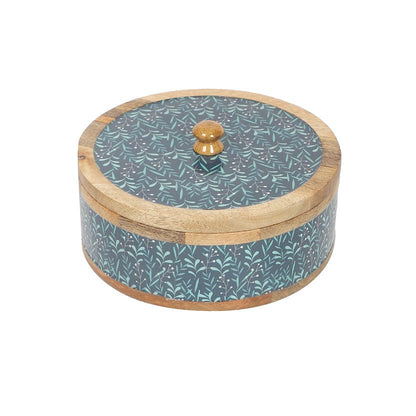 Handcrafted Teal Whispers Curl Vintage Roti Box | Verified Sustainable by Brown Living™