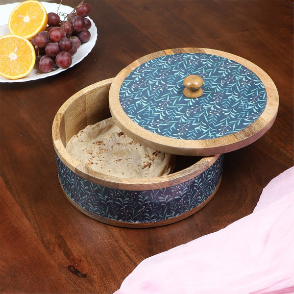 Handcrafted Teal Whispers Curl Vintage Roti Box | Verified Sustainable Baskets & Boxes on Brown Living™