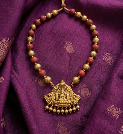 Handcrafted Terracotta Lakshmi Pendant Necklace – Womens Necklaces on Brown Living™. SKU: KOTT-T008. Img 2.