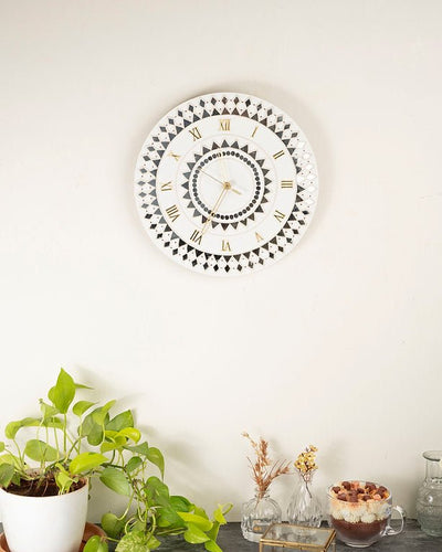 Handcrafted Traditional Art Wall Clock | Wooden Decorative Clock – Clock on Brown Living™. SKU: ANTTHCACHHG. Img 3.