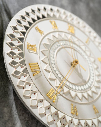 Handcrafted Traditional Art Wall Clock | Wooden Decorative Clock – Clock on Brown Living™. SKU: ANTTHCACHHG. Img 2.
