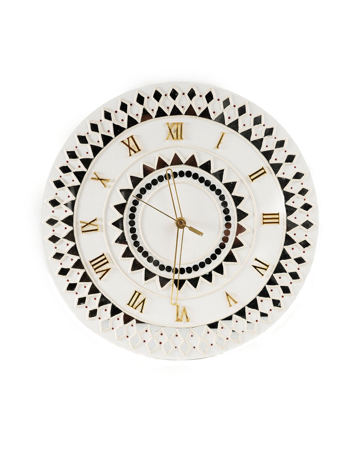 Handcrafted Traditional Art Wall Clock | Wooden Decorative Clock – Clock on Brown Living™. SKU: ANTTHCACHHG. Img 1.