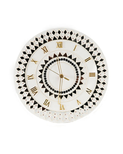 Handcrafted Traditional Art Wall Clock | Wooden Decorative Clock – Clock on Brown Living™. SKU: ANTTHCACHHG. Img 1.