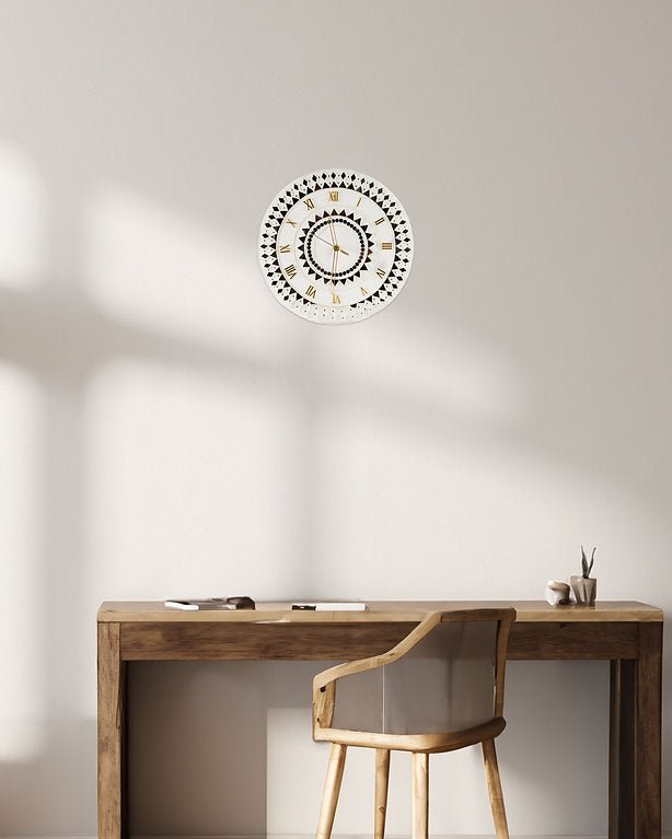 Handcrafted Traditional Art Wall Clock | Wooden Decorative Clock – Clock on Brown Living™. SKU: ANTTHCACHHG. Img 4.