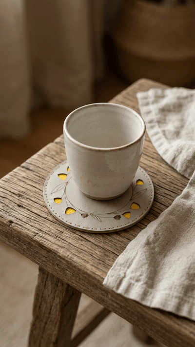 Handcrafted Tulip Cut-Out Coaster | Decorative Wooden Drink Coaster – Coasters on Brown Living™. SKU: COT32. Img 3.