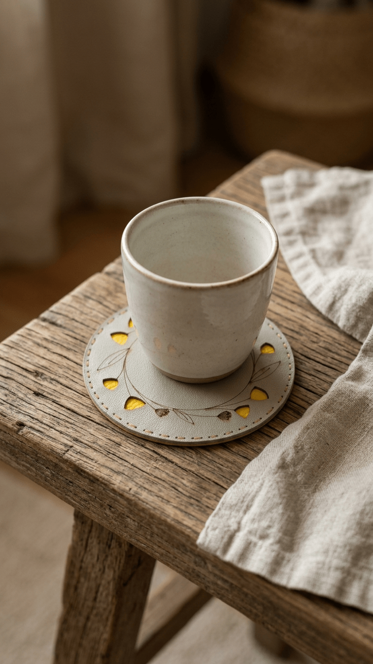 Handcrafted Tulip Cut-Out Coaster | Decorative Wooden Drink Coaster – Coasters on Brown Living™. SKU: COT32. Img 3.
