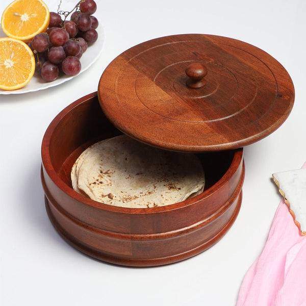 Handcrafted Vintage Mango Wood Vintage Roti Box | Verified Sustainable Baskets & Boxes on Brown Living™