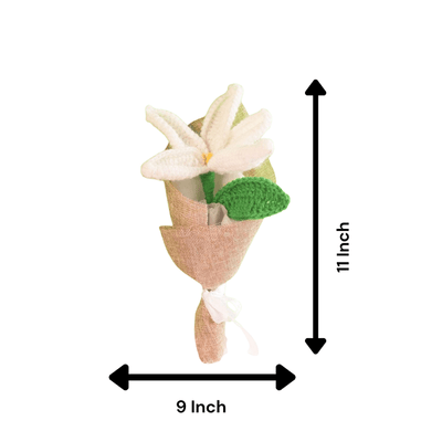 Handcrafted White Crochet Lily Flower | Elegant Handmade Décor – Home Decor on Brown Living™. SKU: DF-390. Img 2.