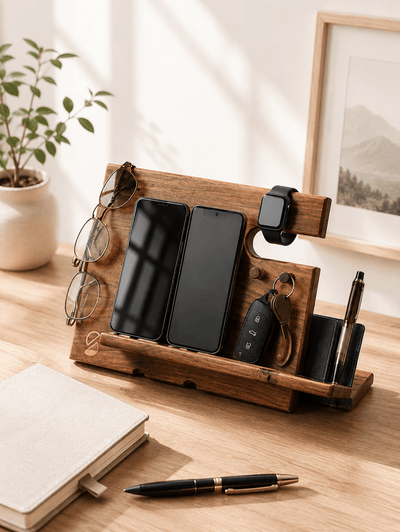 Handcrafted Wooden Multipurpose Desk Organiser – Desk Organizers on Brown Living™. SKU: DO. Img 1.
