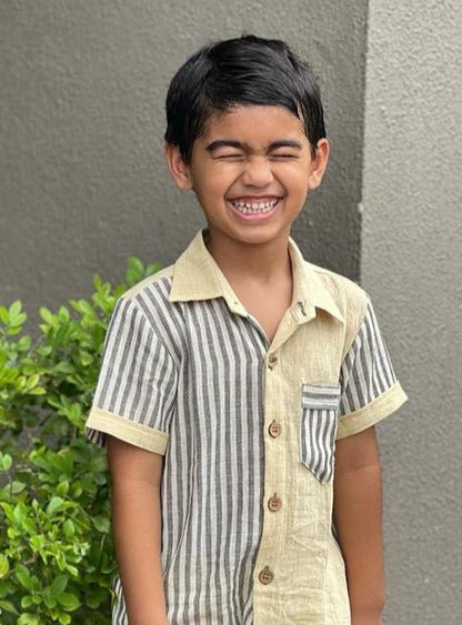Handful of Joy Shirt | Hand - Spun Cotton Shirt for Boys – Kids Daywear Sets on Brown Living™. SKU: XBSYSA. Img 1.