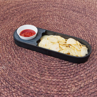 Handmade Bamboo Chip & Dip - Black – Trays & Platters on Brown Living™. SKU: TB55BLK. Img 2.