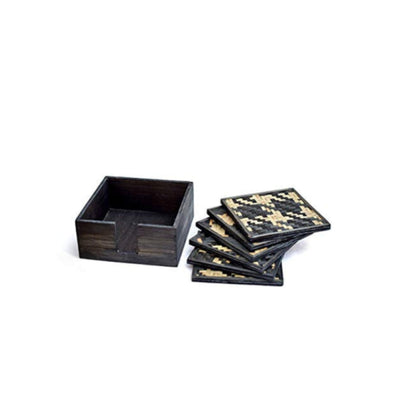 Handmade Bamboo Coasters - Black – Table Essentials on Brown Living™. SKU: CB12BLK. Img 3.