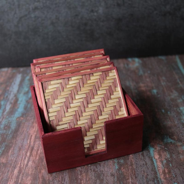 Handmade Bamboo Coasters - Brown | Verified Sustainable Table Essentials on Brown Living™