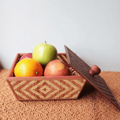 Handmade Bamboo Fruit Basket With Lid – Baskets & Boxes on Brown Living™. SKU: TB57BRN - NEW. Img 1.