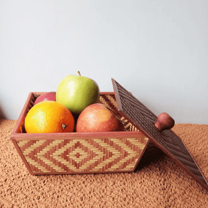 Handmade Bamboo Fruit Basket With Lid – Baskets & Boxes by Kadam Haat available on Brown Living™. Brown . SKU: TB57BRN - NEW. Img 5.