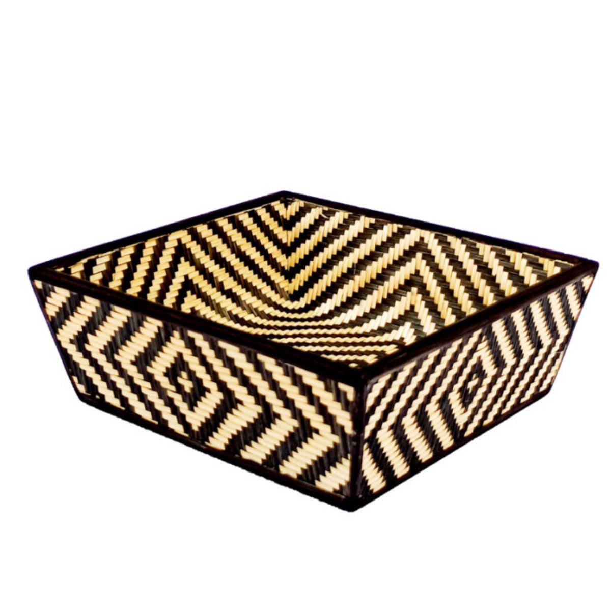 Handmade Bamboo Fruit Basket With Lid - Black | Verified Sustainable by Brown Living™