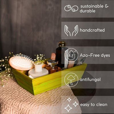 Handmade Bamboo Rectangular Basket - Green – Trays & Platters on Brown Living™. SKU: TB08GRN. Img 6.