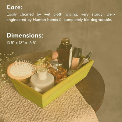 Handmade Bamboo Rectangular Basket - Green – Trays & Platters on Brown Living™. SKU: TB08GRN. Img 5.