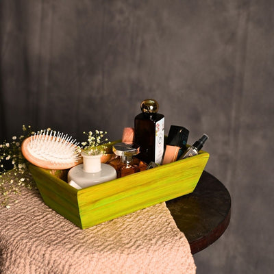 Handmade Bamboo Rectangular Basket - Green – Trays & Platters on Brown Living™. SKU: TB08GRN. Img 3.