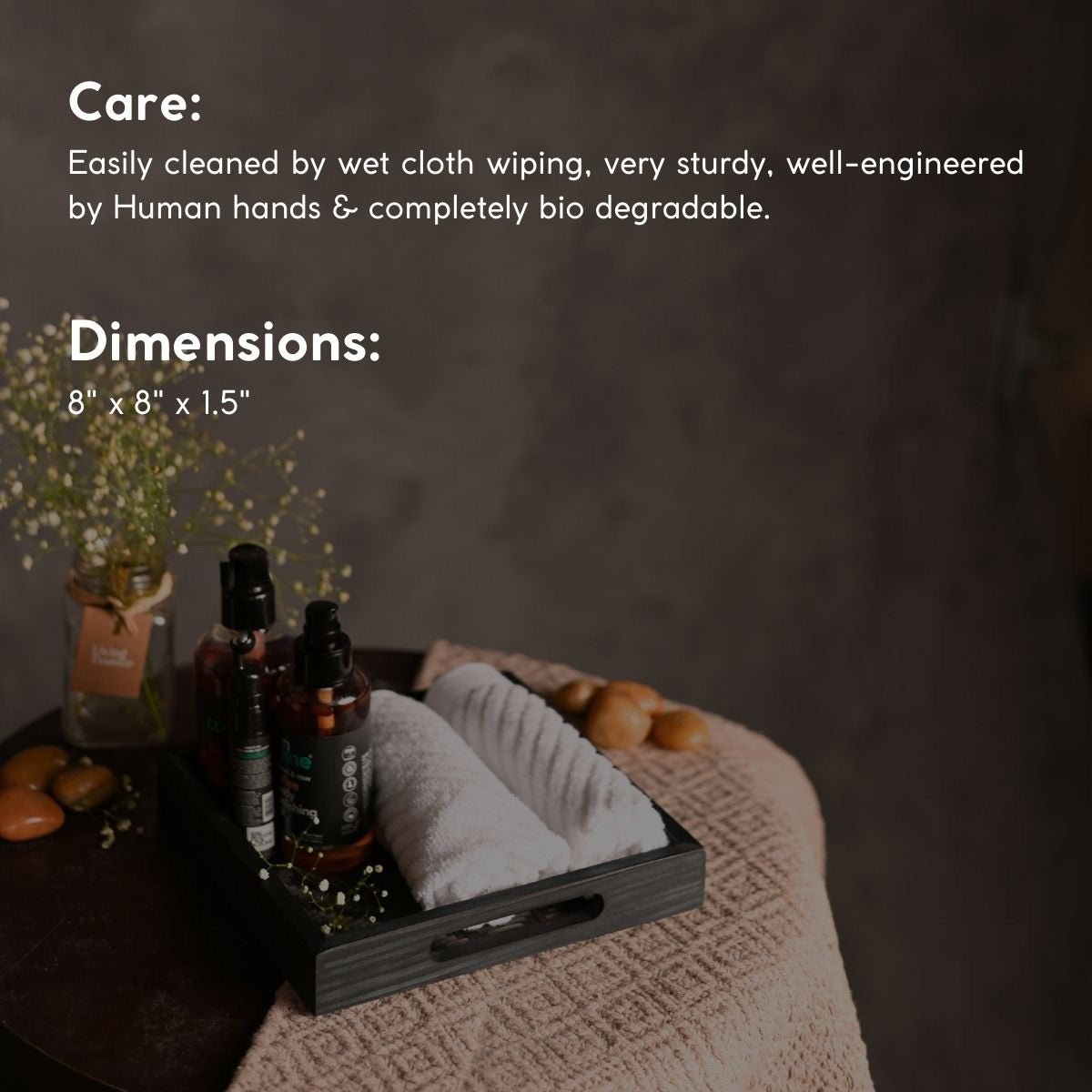 Handmade Bamboo Square Tray - Black | Verified Sustainable by Brown Living™