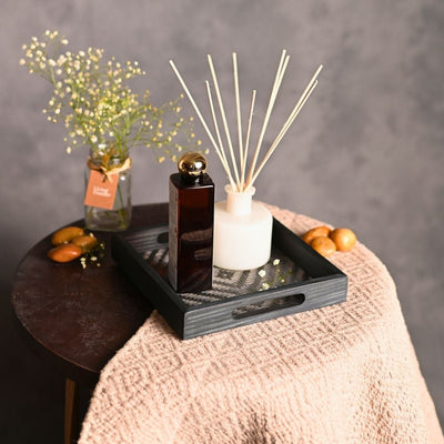 Handmade Bamboo Square Tray - Black – Trays & Platters on Brown Living™. SKU: TBL04BLK. Img 1.