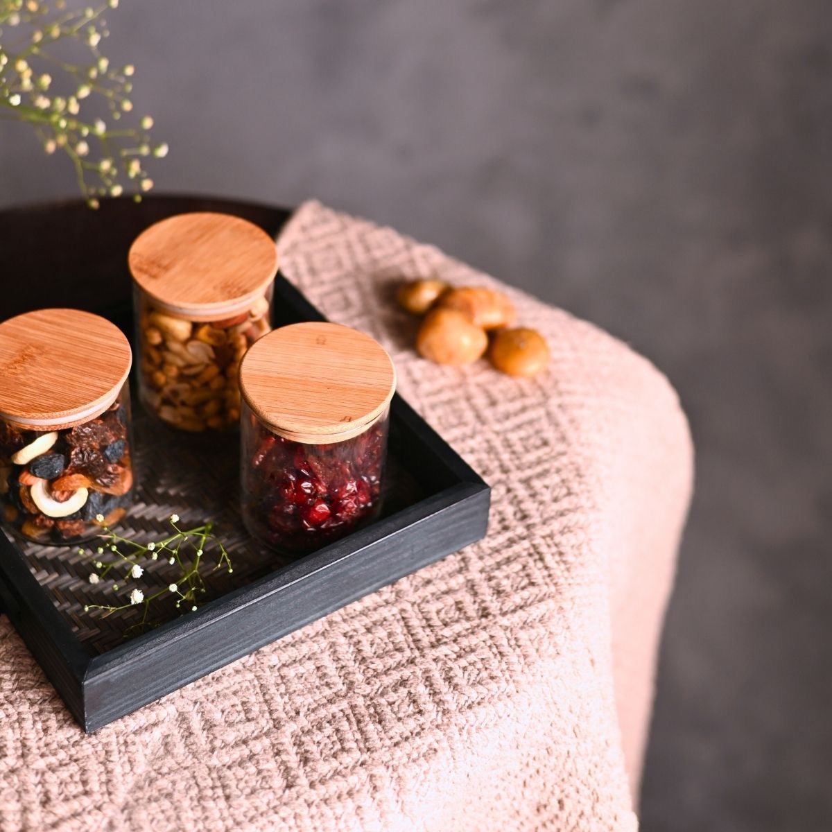 Handmade Bamboo Square Tray - Black | Verified Sustainable by Brown Living™