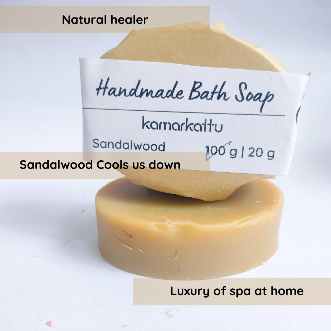 Handmade Bath Soap - Sandalwood - 100g bar (Pack of 2) | Verified Sustainable by Brown Living™