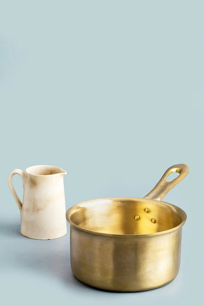 Handmade Bronze Milk Sauce Pan (2 Liter) – Cookware on Brown Living™. SKU: Bronze - Saucepan - 1300g - packof1. Img 1.
