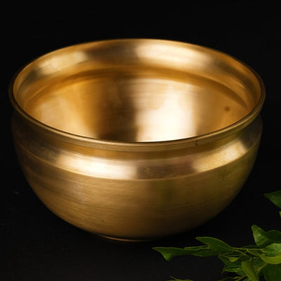 Handmade Bronze Pana/ Vengala Chatti (6inches) – Cookware on Brown Living™. SKU: Bronze - Pana/Chatti - 1300g - packof1. Img 1.