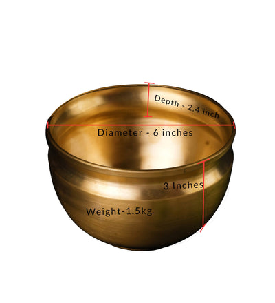 Handmade Bronze Pana/ Vengala Chatti (6inches) – Cookware on Brown Living™. SKU: Bronze-Pana-Chatti-1300g-packof1. Img 3.
