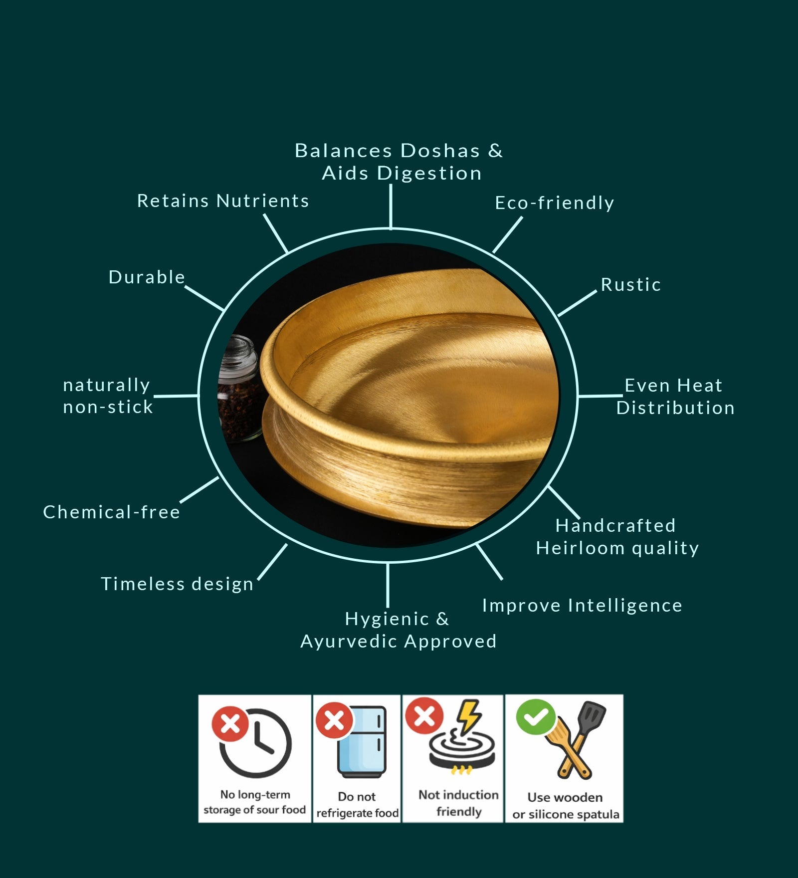 Handmade Bronze Uruli - Extra Large – Cookware on Brown Living™. SKU: Bronze-Uruli-Chatti-5200g-packof1. Img 5.