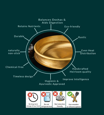 Handmade Bronze Uruli - Extra Large – Cookware on Brown Living™. SKU: Bronze-Uruli-Chatti-5200g-packof1. Img 5.