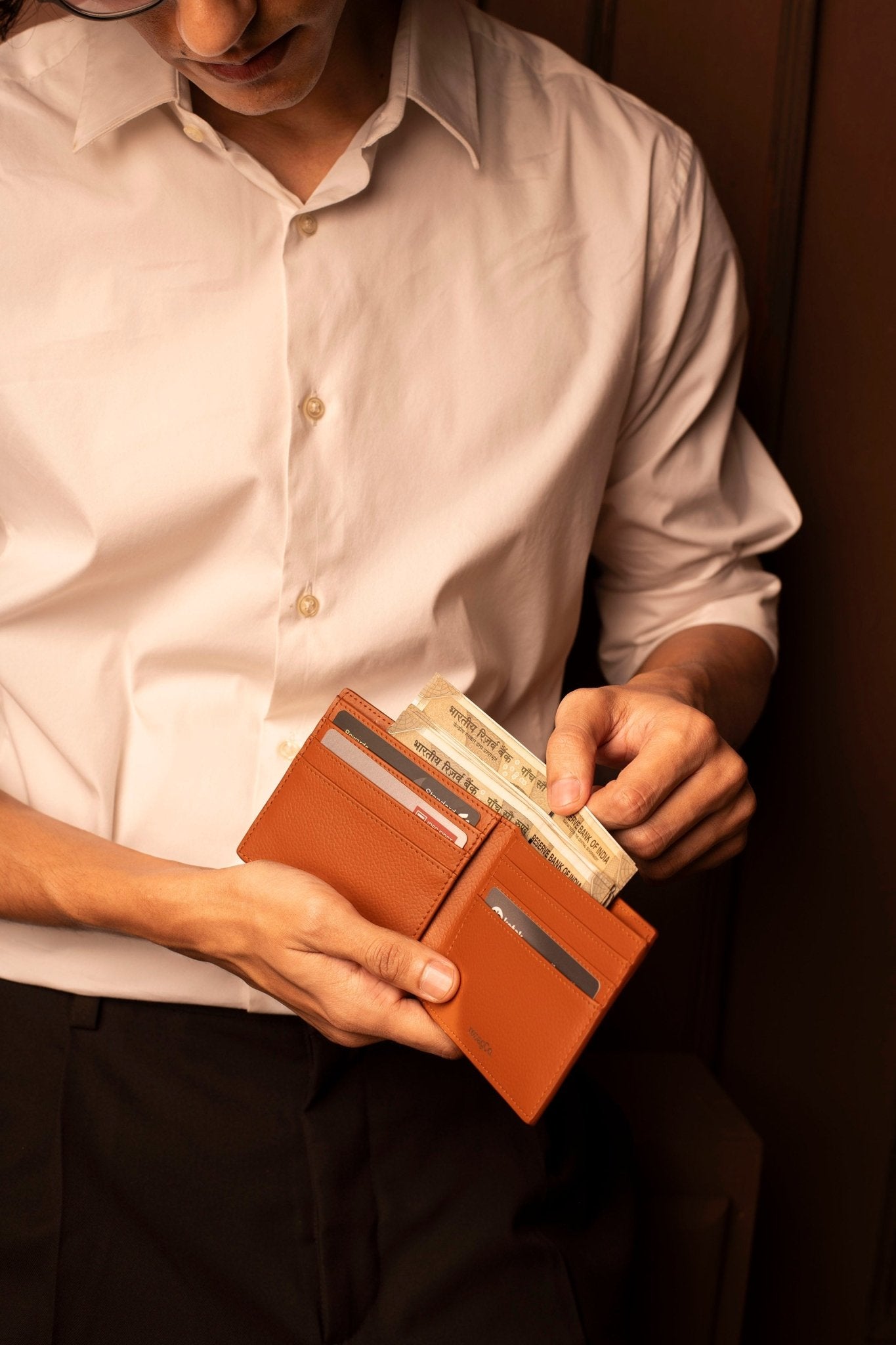 Handmade Classic Bifold Wallet for Everyday Use – Wallet on Brown Living™. SKU: BL-WAL-BRN-002. Img 13.