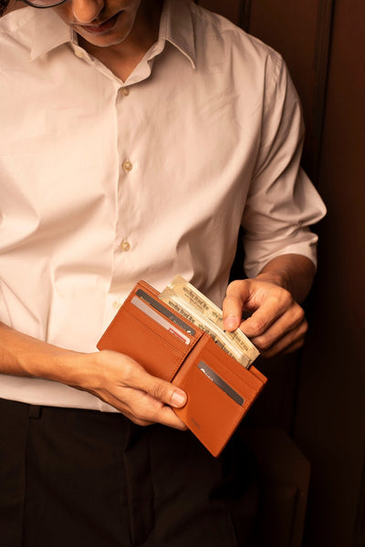 Handmade Classic Bifold Wallet for Everyday Use – Wallet on Brown Living™. SKU: BL-WAL-BRN-002. Img 13.