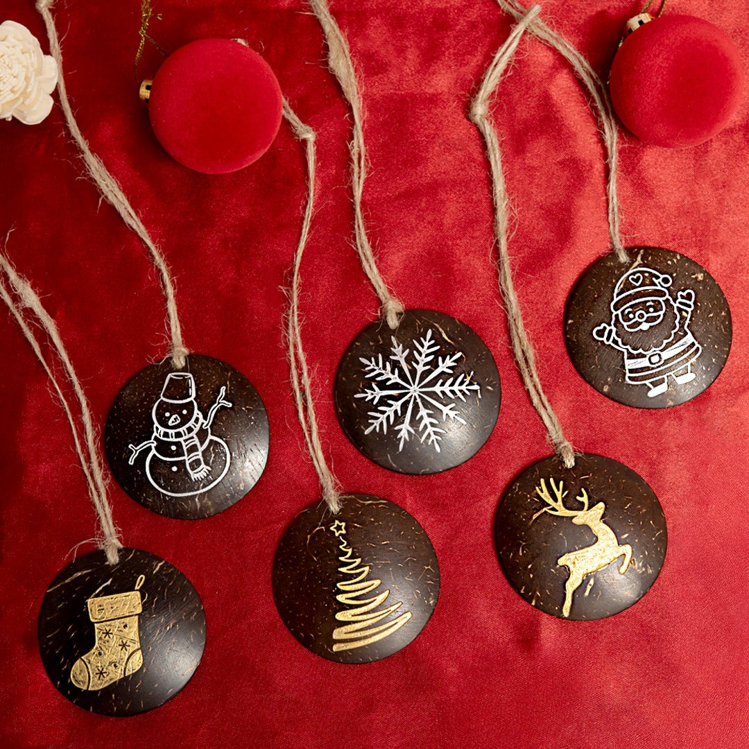 Handmade Coconut Shell Christmas Hangings (Set of 6) – Gift on Brown Living™. SKU: TGAHANGPOLSD1. Img 5.