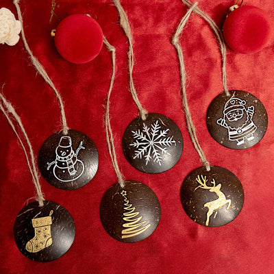 Handmade Coconut Shell Christmas Hangings (Set of 6) – Gift on Brown Living™. SKU: TGAHANGPOLSD1. Img 5.