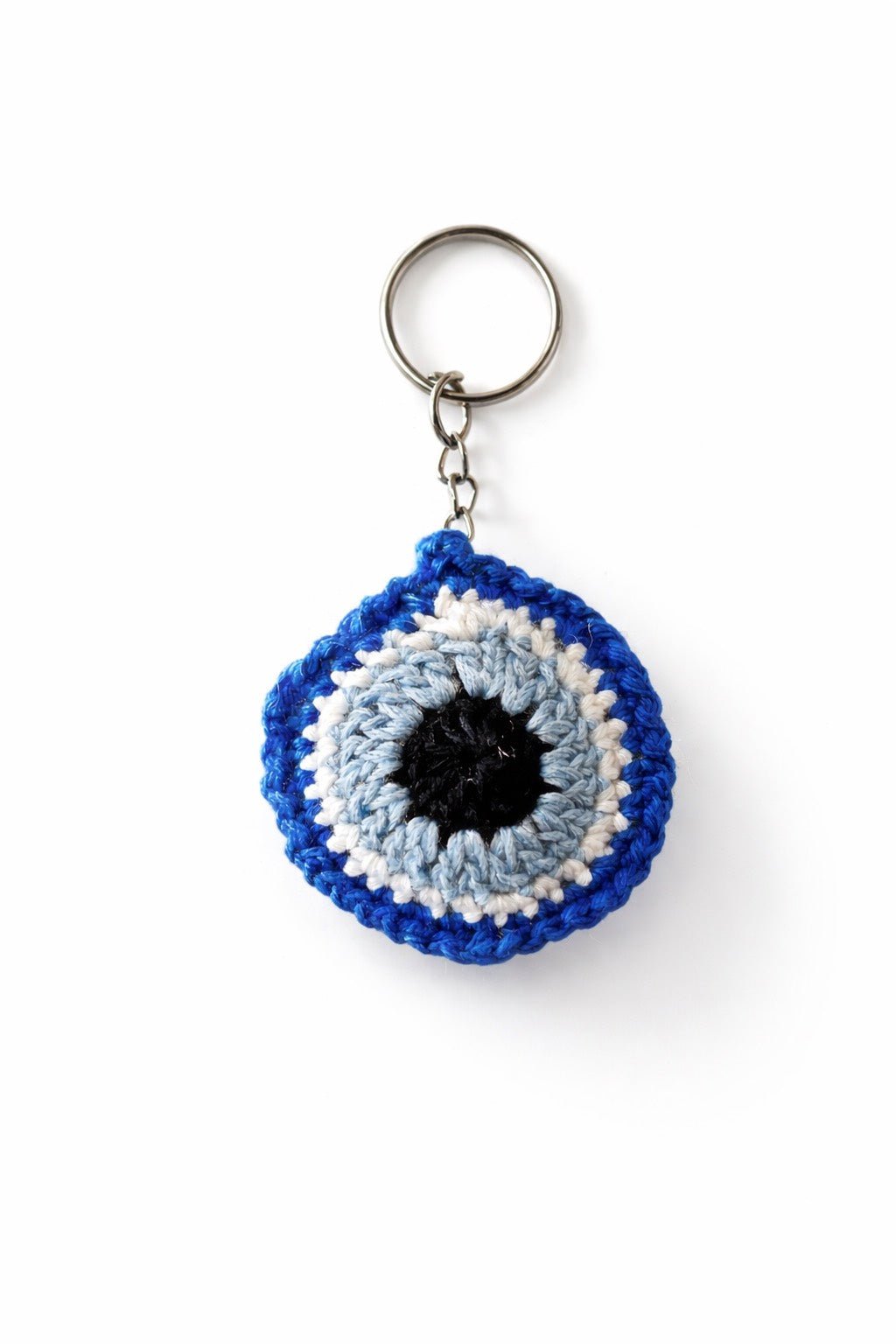 Handmade Crochet Evil Eye Keychain | Lucky Charm & Bag Accessory – Travel Accessories on Brown Living™. SKU: CEK-S-03. Img 2.