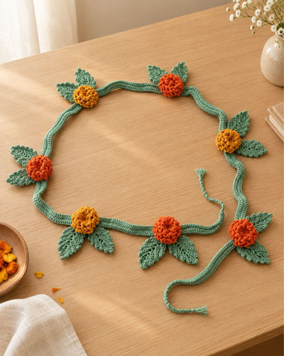 Handmade Crochet Floral Toran | Decorative Home Decor – Home Decor on Brown Living™. SKU: TO026B. Img 3.