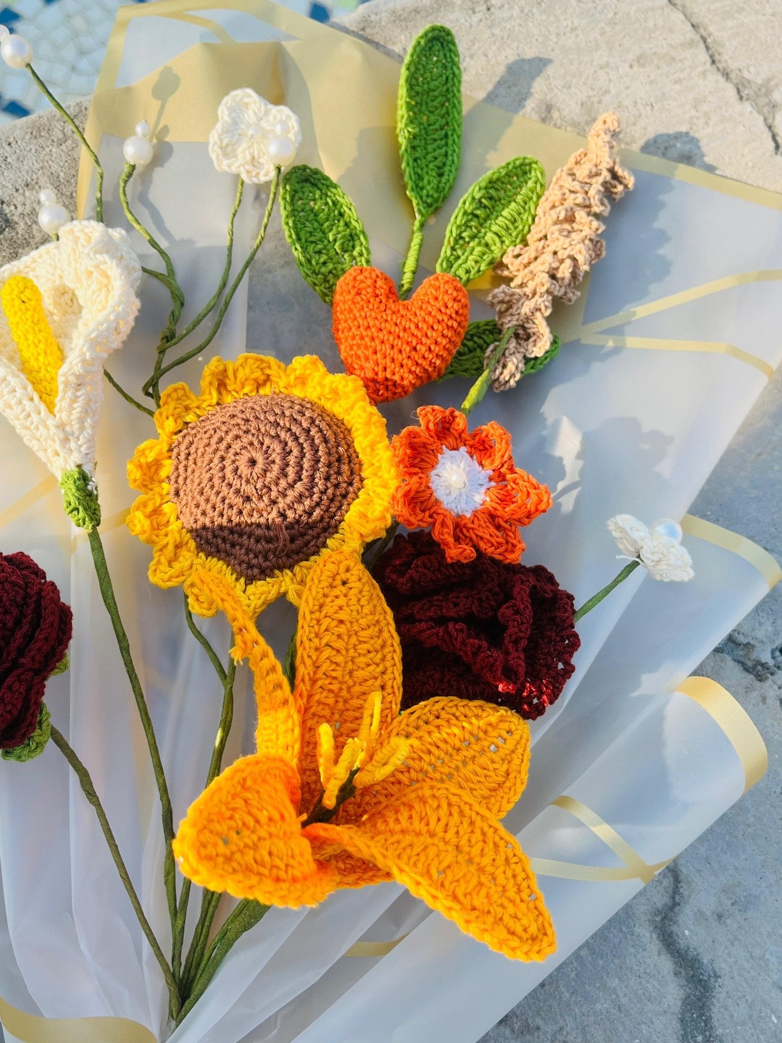 Handmade Crochet Flower Bouquet | Unique Home & Gift Decoration – Home Decor on Brown Living™. SKU: MKL-M-001. Img 4.