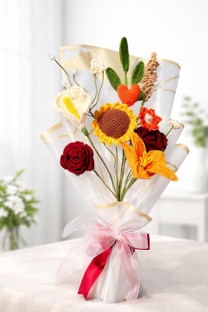 Handmade Crochet Flower Bouquet | Unique Home & Gift Decoration – Home Decor on Brown Living™. SKU: MKL-M-001. Img 3.